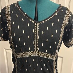 Garnet Hill Black and Cream Dress 6 Small